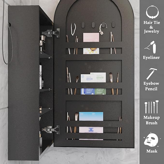 Arched Medicine Cabinet with Mirror, Bathroom Medicine Cabinet Wall Mounted - Image 4