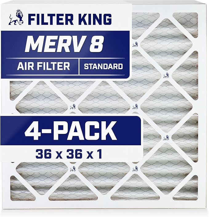 Filter King 36x36x1 Air Filter | 4-PACK | MERV 8 HVAC Pleated A/C Furnace by FilterKing