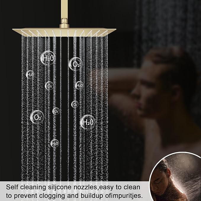KATAIS Shower Faucet Set Brushed Gold Shower System, Temperature Display Shower - Image 3