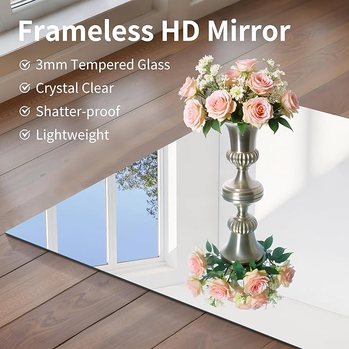 CILIBER Frameless Rectangle Mirror, 36x48 Inch Large Bathroom Mirrors - Image 4