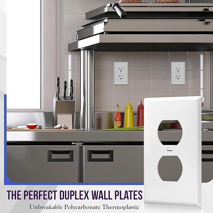 Enerlites 8821-W Duplex Receptacle Outlet Wall Plate, Standard Size 1-Gang - Image 3