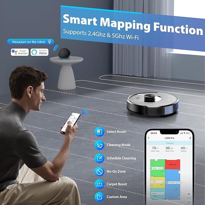 Tikom Robot Vacuum and Mop Combo, 6000Pa Automatic Robotic Vacuum Cleaner - Image 4