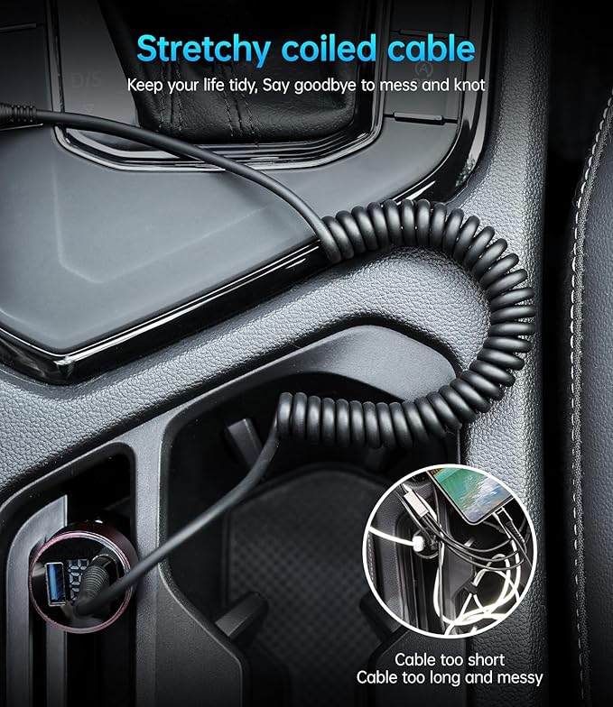 PRAKIE USB C Cable Fast Charging 5FT, Coiled USB A to USB C Cable - Image 5