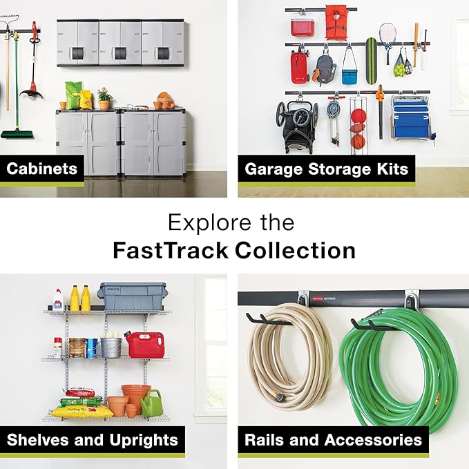 Rubbermaid FastTrack Garage Storage Bike Storage Kit, 3 Piece, All in One Rail - Image 7