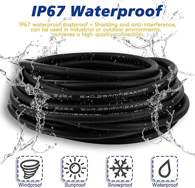 Lonlonty M8 Cable 6 Pin 6.5Ft/2M Female A Coding Circular Connector Cable - Image 2
