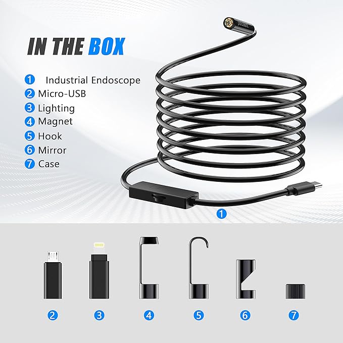 1920P Snake Inspection Borescope, Pancellent Type C Endoscope, Scope Camera - Image 7