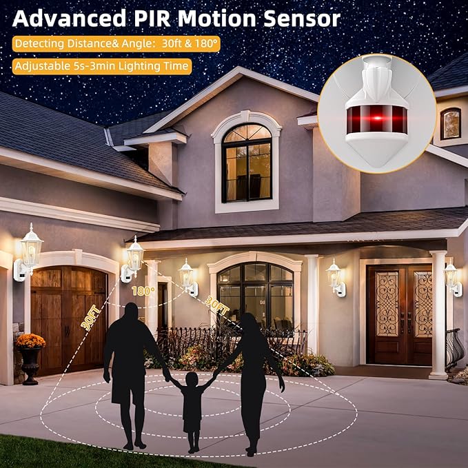 Lamomo Motion Sensor Outdoor Lights, Upgrade Dusk to Dawn White Outdoor Light - Image 4