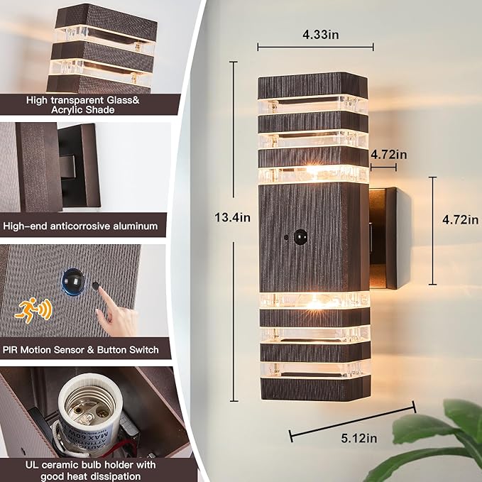2 Pack Oil Rubbed Bronze Outdoor Wall Lights Fixtures - Image 2