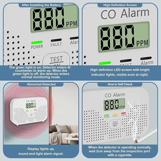 Carbon Monoxide Detector Powered by AA Battery, CO Monitoring Alarm - Image 4