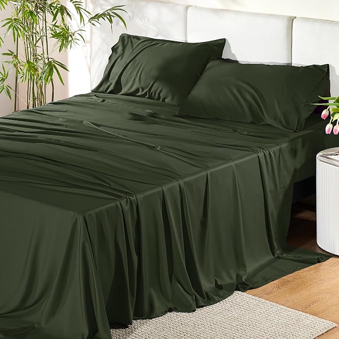Bedsure California King Sheet Sets, Cooling Sheets, Rayon Derived from Bamboo by BEDSURE