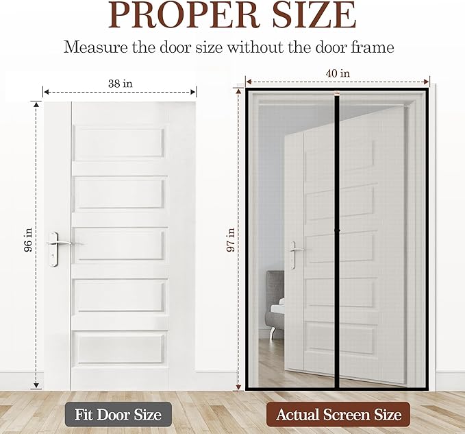 Yotache Magnetic Screen Door Fits Door Size 38 x 96, Screen Size 40" x 97" - Image 2
