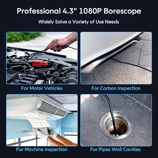 Endoscope with Light and 50ft Semi-Rigid Cable, Handheld Borescope 4.3'' HD - Image 6