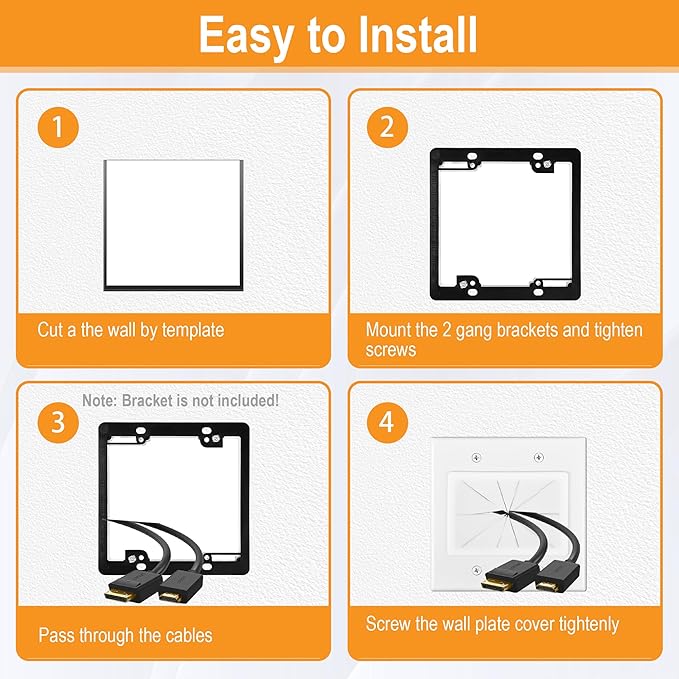 Kebulldola 2 Gang Wall Plate White 2 Pack, Silicone Cable Pass Through Wall - Image 7