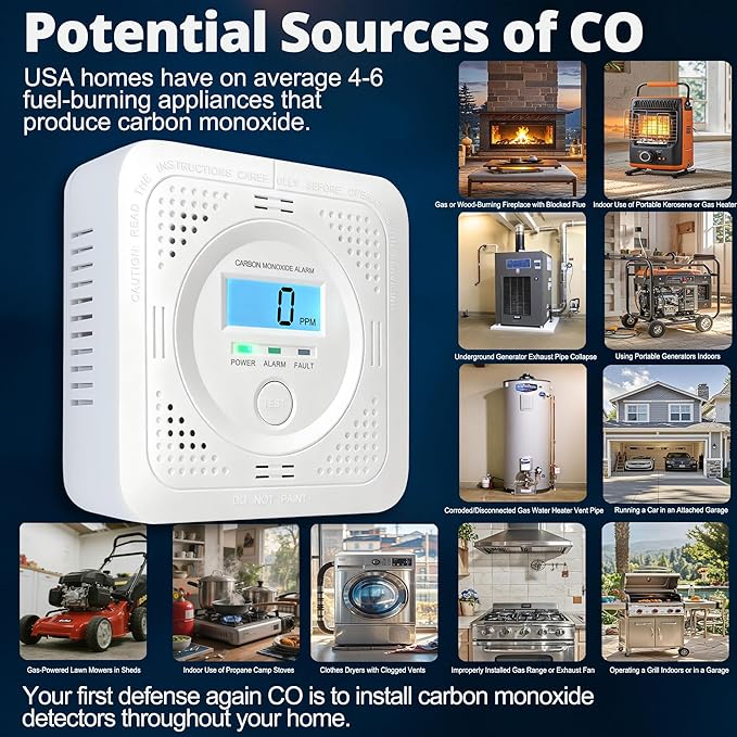 3 Pack Carbon Monoxide Detector LCD Screen Real-Time Concentration Battery - Image 6