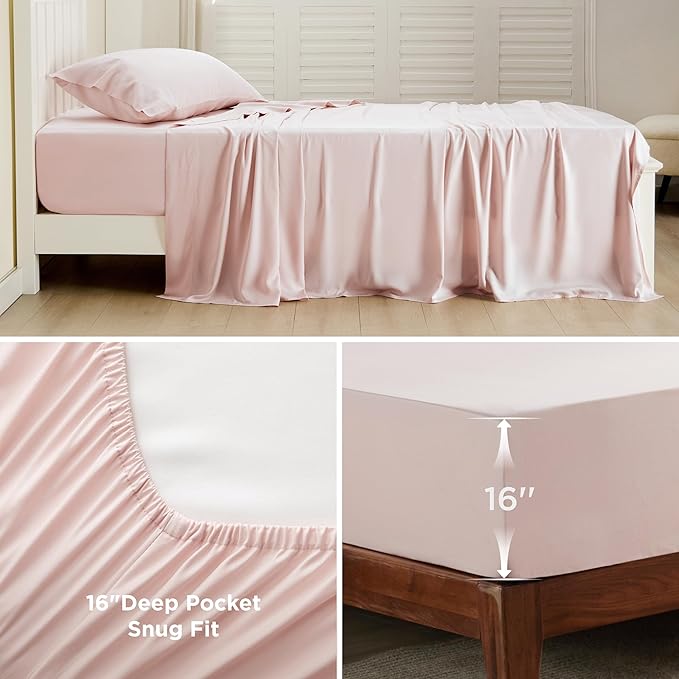 Bedsure Cooling Sheets Twin XL, Rayon Derived from Bamboo, Breathable & Soft - Image 4