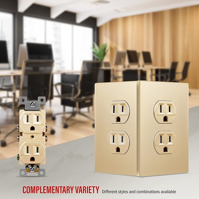 ENERLITES Elite Series Duplex Outlet Receptacle Cover, Screwless Wall Plate - Image 5