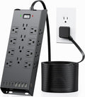 Surge Protector Power Strip 4800J, LeZone 10Ft Long Extension Cord Flat Plug by Unknown