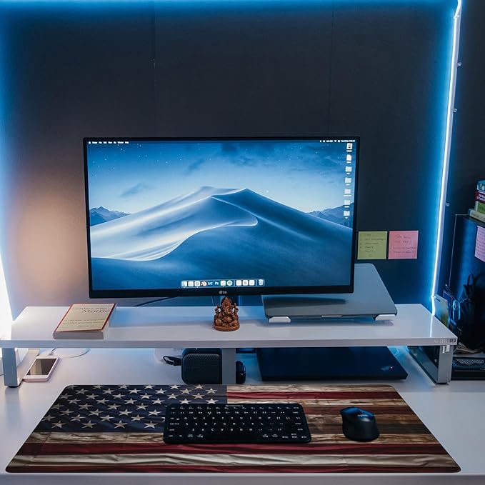 Eflxamz Large Gaming Mouse Pad for Desk, Wooden American Flag Desk Mat - Image 6