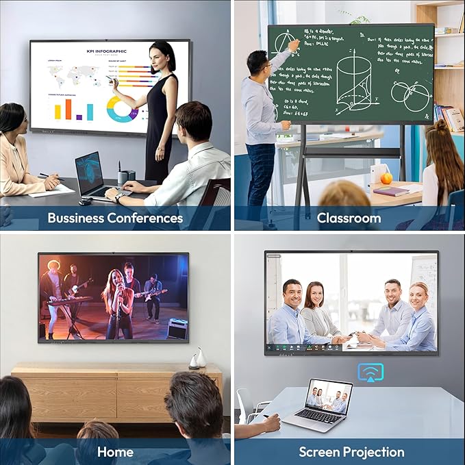 YIXZSWD Smart Board, 75 Inch Interactive Whiteboard 4K Touchscreen Built in - Image 8