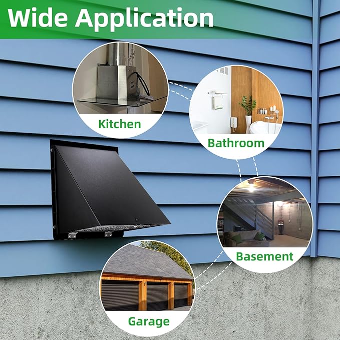 4 Inch Dryer Vent Cover Outside, Dryer Vent Cover Outdoor Wall Vent Hood Dryer - Image 7