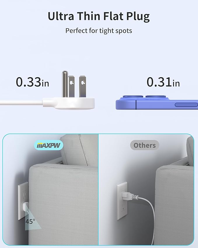 Surge Protector Power Strip Outlet Extender - Image 5