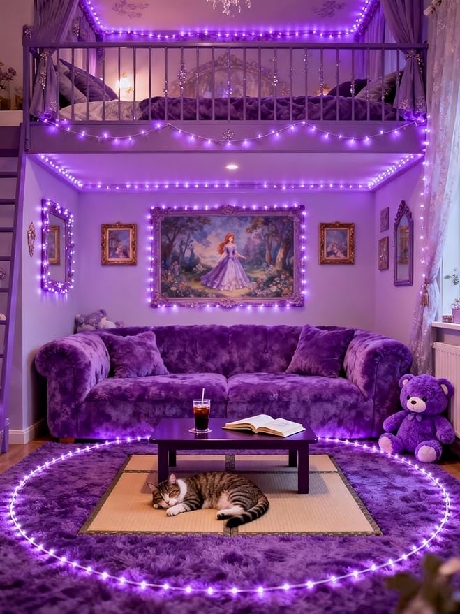 Aalnfe Purple Led Lights Strip for Bedroom Indoor Rope Lights Black Pagage Led - Image 8