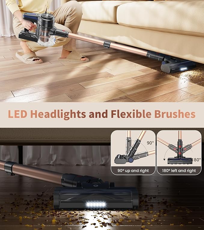 NADALY Cordless Vacuum Cleaner, 500W 40KPA Stick Vacuum - Image 6