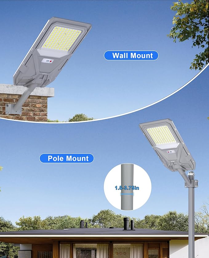 JAYNLT X-10000W Solar Street Lights, 6500K Commercial Parking Lot Light Dusk to - Image 6