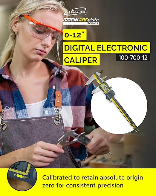 iGAGING Absolute Origin 0-12" Digital Caliper, IP54 Stainless Steel, SPC/USB - Image 2