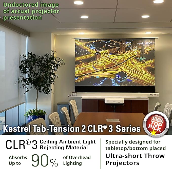 Elite Screens Kestrel Tab-Tension 2 CLR3, Ultra-Short Throw Ceiling Ambient - Image 4