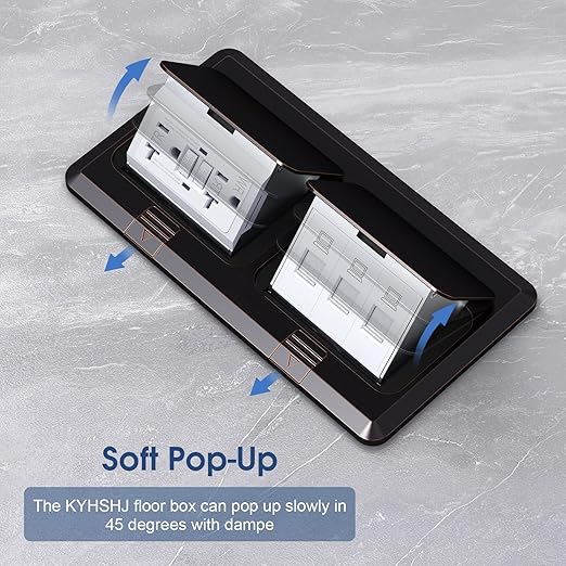 KYHSHJ Dual Pop-Up Floor Electrical Outlet Box Kit，20 Amp Stainless Steel GFCI - Image 5