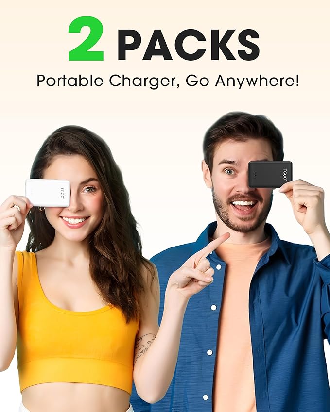 TG90° 2 Pack 5000mAh Portable Charger, Small Power Bank Built-in AC Plug and - Image 2