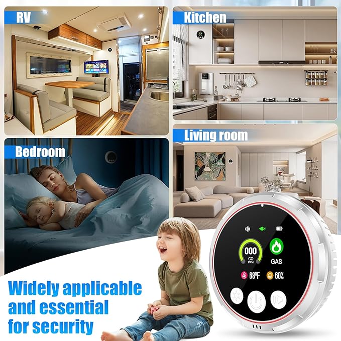 3 Pack 4-in-1 Carbon Monoxide Detectors &Natural Gas Leak Detector, Portable - Image 7