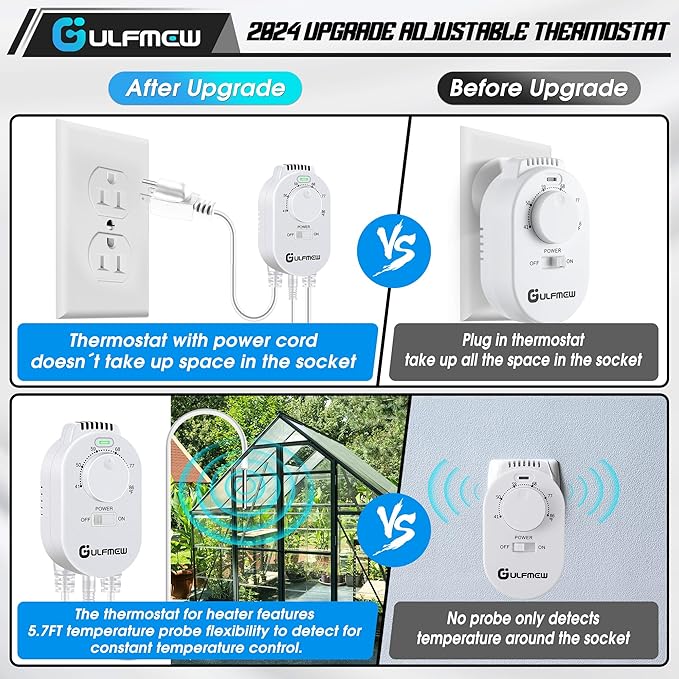 Plug in Thermostat for Heater, Thermostat Plug Outlet - Image 4