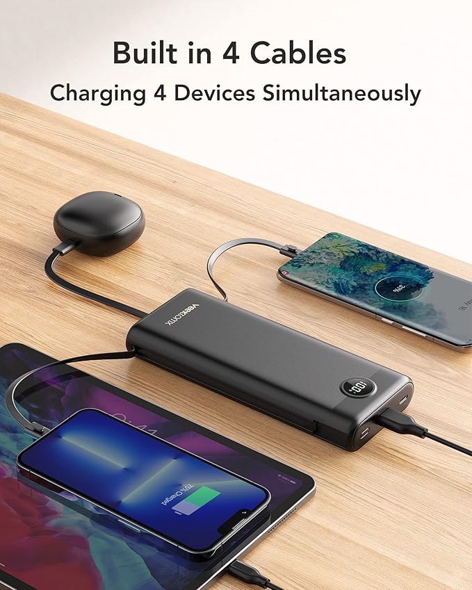 Power Bank 30000mAh, VEEKTOMX 22.5W Fast Charging Portable Charger built in - Image 4