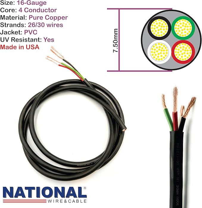 NATIONAL Wire & Cable – 16 AWG 4-Conductor Premium Copper Wire, 100 ft - Image 2