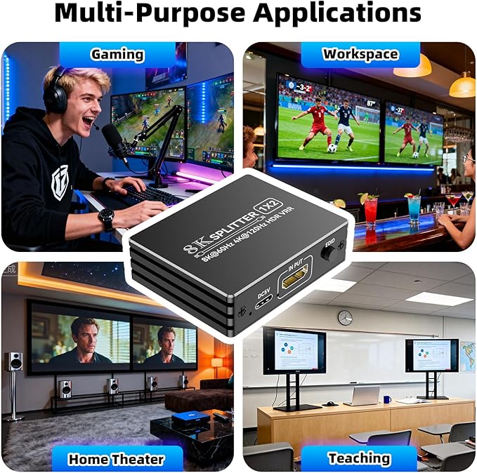 HDMI 2.1 Splitter 1 in 2 Out 4K 120Hz 8K 60Hz - Image 9