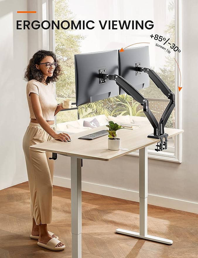 ErGear Dual Monitor Desk Mount up to 40 inches Screens, Max 26.4lbs Capacity - Image 3