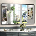 55x30 Black Matte Mirror for Bathroom, Large Rounded Mirror for Bathroom by GOLOMO