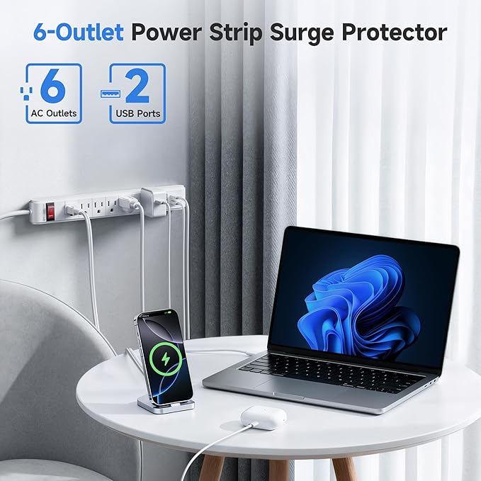 Cable Matters 2-Pack 6-Outlet Surge Protector Power Strip - 8ft - Image 2