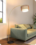 EDISHINE Gold Floor Lamps for Living Room, Boho Rattan Standing lamp by EDISHINE