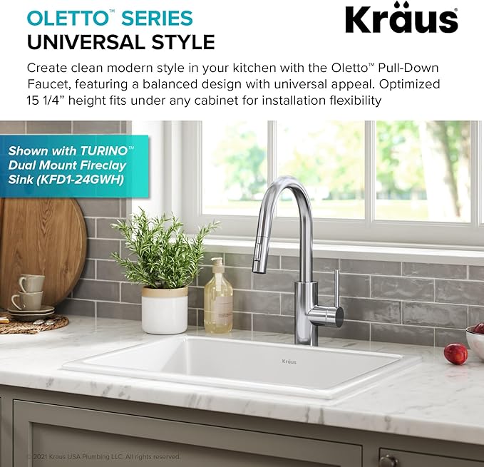 KRAUS Oletto Single Handle Pull Down Kitchen Faucet - Image 4