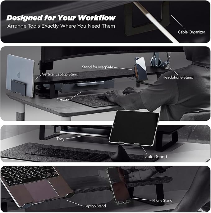 ULTRARM Moodular Wooden Monitor Stand 33.4” Desk Organizer - Image 5