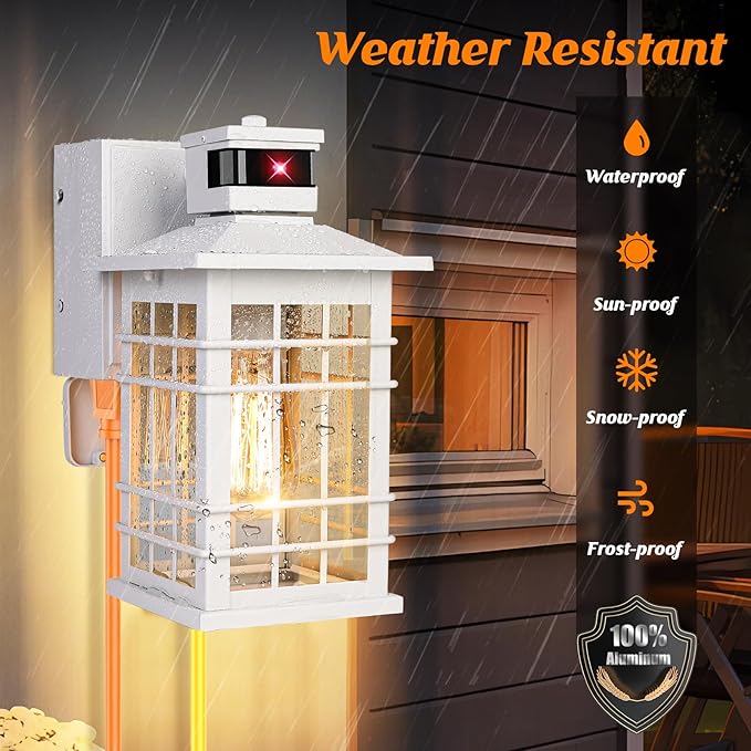 Porch Light with GFCI Outlets Built-in, Motion Sensor Dusk to Dawn Outdoor - Image 6