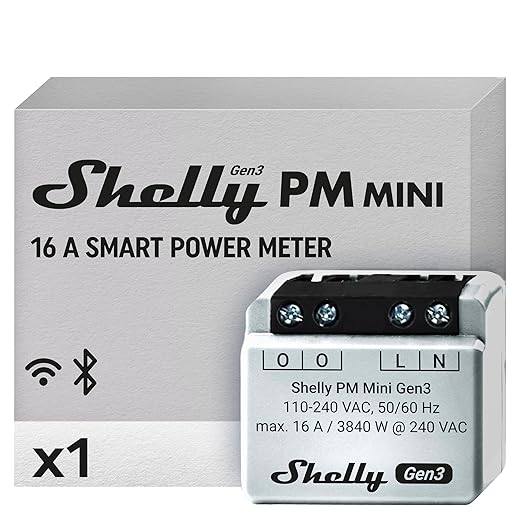 Shelly PM Mini Gen3 | WiFi Smart Power Meter 1 Channel 16 A | Home Automation | by Shelly