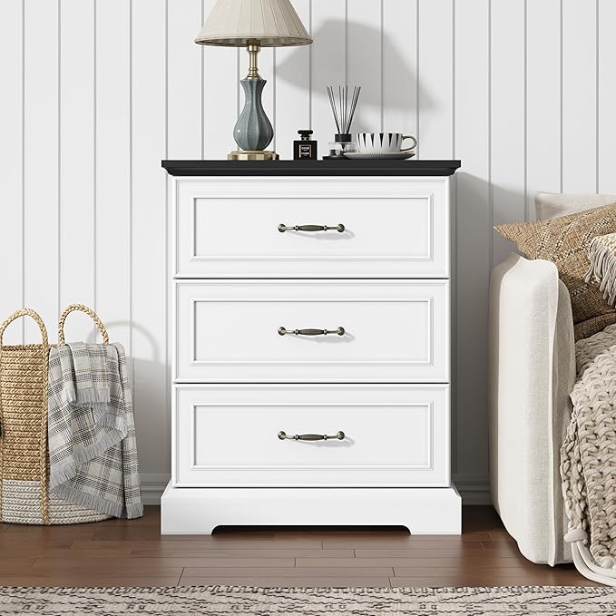 Nightstand Set of 2, Rustic Farmhouse Wood Small Dresser, Bedside Table - Image 3