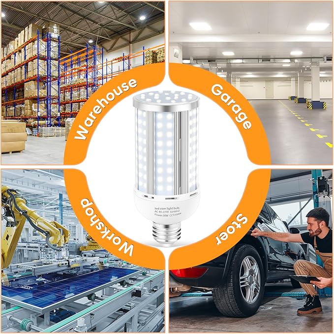 6 Pack 36W Corn LED Light Bulb, Fanless E26/E39 Medium/Large Mogul Base LED Cob - Image 6