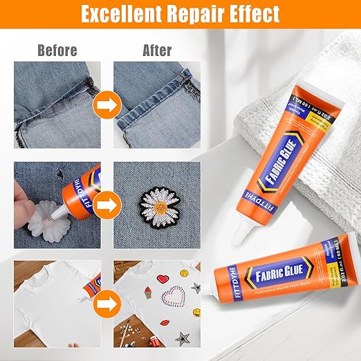FITTDYHE Fabric Glue Permanent, 60 ML Washable Clear Clothing Glue, Super - Image 4