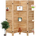 4 Panel Room Divider with Shelves, Room Dividers and Folding Privacy Screens by ZFFURN