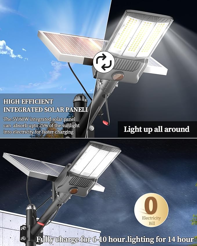 Ofuray Of-11000W Solar Street Lights Outdoor, 800000LM Solar Security Flood - Image 2